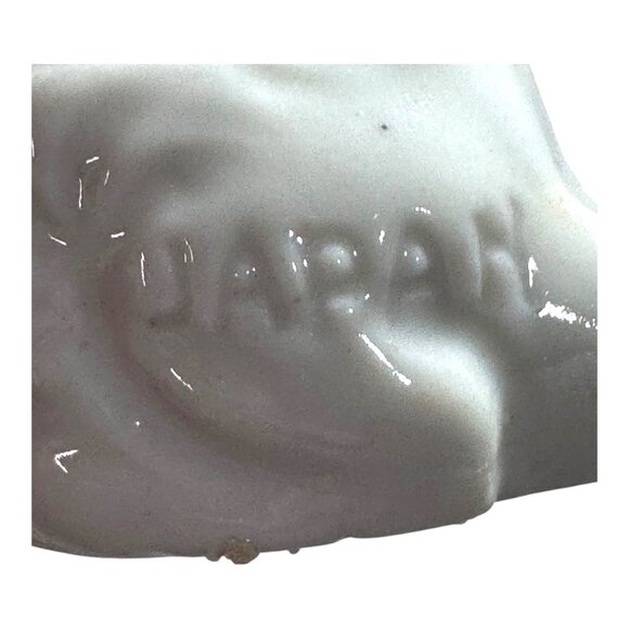 Vintage 1950s Japanese Ceramic Puppy Dog Figurine Brown Spots & Red Collar White - Picture 4 of 10